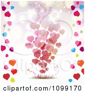 Poster, Art Print Of Valentines Day Background Of Floating Hearts Borderd With Colorful Hearts