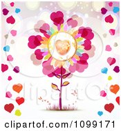 Poster, Art Print Of Love Flower With Butterflies And Colorful Hearts