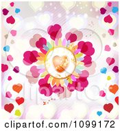 Poster, Art Print Of Orange And Gold Heart Flower On Pink