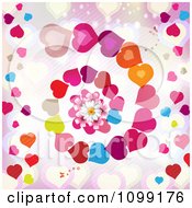 Poster, Art Print Of Heart Spiral Background With A Daisy And Butterflies