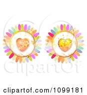 Clipart Dewy Orange And Gold And Orange Heart Flowers Royalty Free Vector Illustration