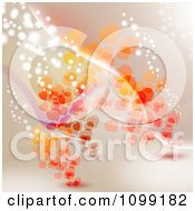 Poster, Art Print Of Valentine Background Of Red And Orange Hearts Waves And Sparkling Lights On Beige