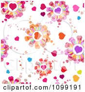 Poster, Art Print Of Seamless Background Of Colorful Heart Bursts And Butterflies
