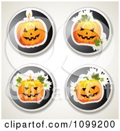 Clipart Round Carved Halloween Jackolantern Icons Royalty Free Vector Illustration