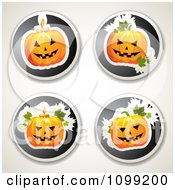 Poster, Art Print Of Round Carved Halloween Jackolantern Icons