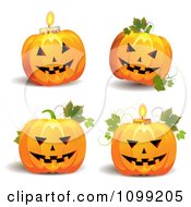 Clipart Carved Halloween Jackolanterns With Vines And Candles Royalty Free Vector Illustration