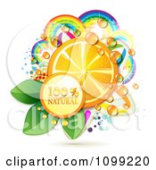 Natural Icon With An Orange Slice Dew And Rainbows