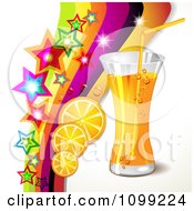 Background Of An Orange Drink With Slices Stars And A Rainbow