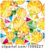 Seamless Background Of Orange Slices And Umbrellas