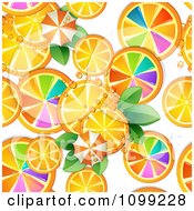 Seamless Background Of Colorful Orange Slices And Umbrellas
