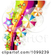 Poster, Art Print Of Rainbow Swoosh With Colorful Stars And Umbrellas