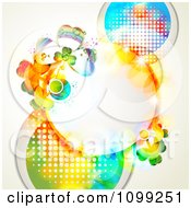 Clipart St Patricks Day Circular Frame With Colorful Shamrocks And Three Circles Royalty Free Vector Illustration