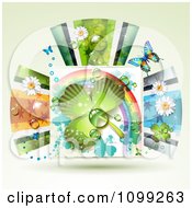 Poster, Art Print Of St Patricks Day Ribbon Circle With A Dewy Shamrock And Butterflies 2