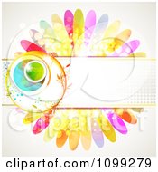 Poster, Art Print Of Background Of A Floral Sphere With A Haltone Banner Over Colorful Flower Petals