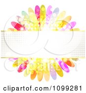 Background Of A Halftone Banner Over Colorful Flower Petals