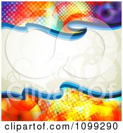 Poster, Art Print Of Background Of A Beige Swirl Wave Over Colorful Halftone