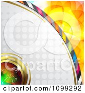 Clipart Background Of A Halftone Disc With Arrows Over Circles Royalty Free Vector Illustration