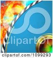 Clipart Background Of A Blue Disc With Arrows Over Lights Royalty Free Vector Illustration