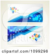 Poster, Art Print Of Two Blue And White Website Banners With Colorful Diamonds