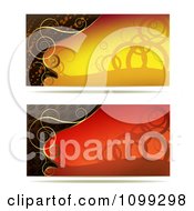 Poster, Art Print Of Two Yellow Red And Gold Swirl Website Banners