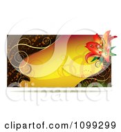 Poster, Art Print Of Yellow Lily Website Banner With Gold Swirls