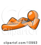 Relaxed Orange Businessman Reclining Clipart Illustration