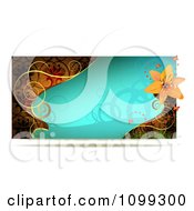Turquoise Lily Website Banner With Gold Swirls