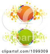Orange And Green Circles With Rainbow Stripes And Dots