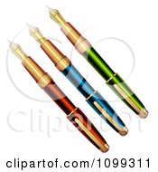 Clipart 3d Colorful Fountain Pens Royalty Free Vector Illustration