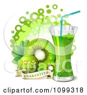 Poster, Art Print Of Kiwi Beverage With Slices Dots And A Natural Guarantee