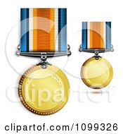Poster, Art Print Of 3d Sports Achievement Gold First Place Award Medals On Ribbons
