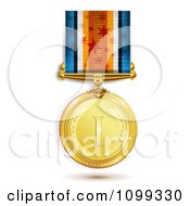 Poster, Art Print Of 3d Sports Achievement Gold First Place Award Medal On A Star Ribbon