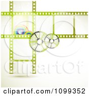 Green Film Frames With Rainbows And Reels
