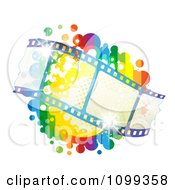 Waving Film Strip Over A Rainbow Splatter