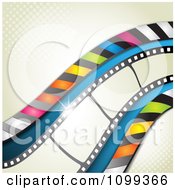Sparkly Film Strip With Stripes Over Halftone 1