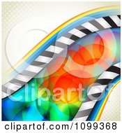 Wave Of Stripes With Colorful Circles Over Halftone
