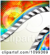 Clipart Wave Of Stripes Over Colorful Halftone Royalty Free Vector Illustration