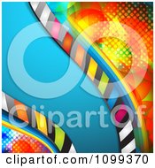 Poster, Art Print Of Blue Wave Of Stripes Over Colorful Halftone