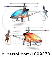 3d Blue And Orange Helicopters