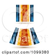 Poster, Art Print Of 3d Blue And Orange Starry Ribbon And Fabric Pieces