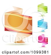 3d Orange Green Blue And Pink Origami Fold Banners