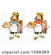 Poster, Art Print Of Rastarfarian Chef Roosters Holding Roasted Chickens
