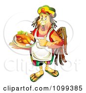 Clipart Rastarfarian Chef Rooster Holding A Plate Of Chicken Royalty Free Vector Illustration