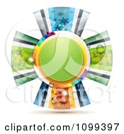 Clipart Background Of A Green And Rainbow Circle Frame With Dewy Patterned Ribbons Royalty Free Vector Illustration