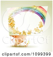Dewy Rainbow Clover And Star Origami Banner With Butterflies And Copyspace