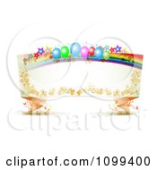 Party Balloon Rainbow And Star Origami Banner With Copyspace