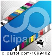 Clipart Silhouetted Movie Camera With Gray Halftone And Blue Royalty Free Vector Illustration by merlinul