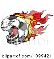 Poster, Art Print Of Screaming Flaming Soccer Ball Mascot Character