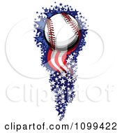 Clipart Baseball With A Trail Of American Stars And Stripes Royalty Free Vector Illustration