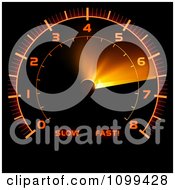 Orange Illuminated Car Speedometer